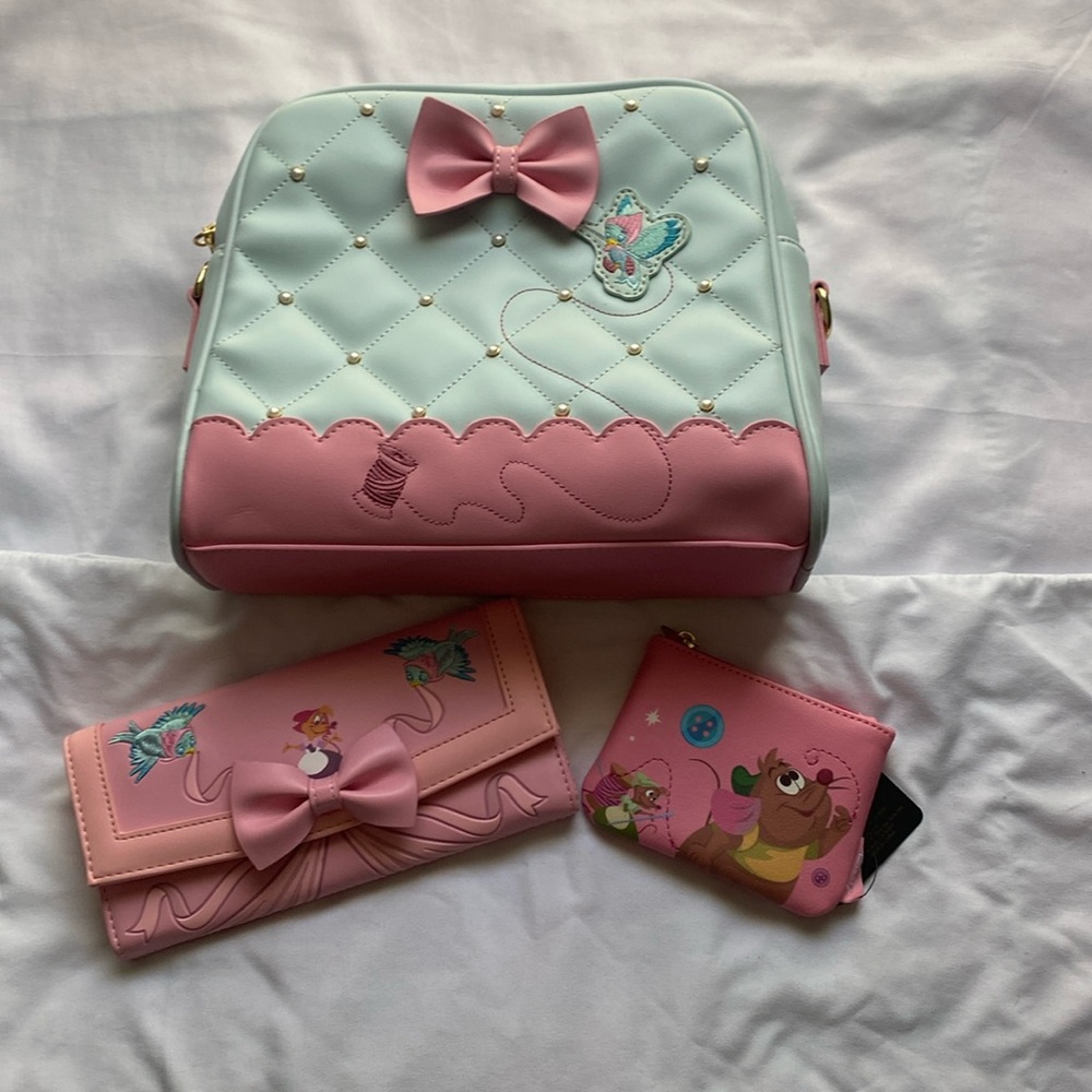 Disney Loungefly Cinderella Handbag, Wallet, and Coin Purse set